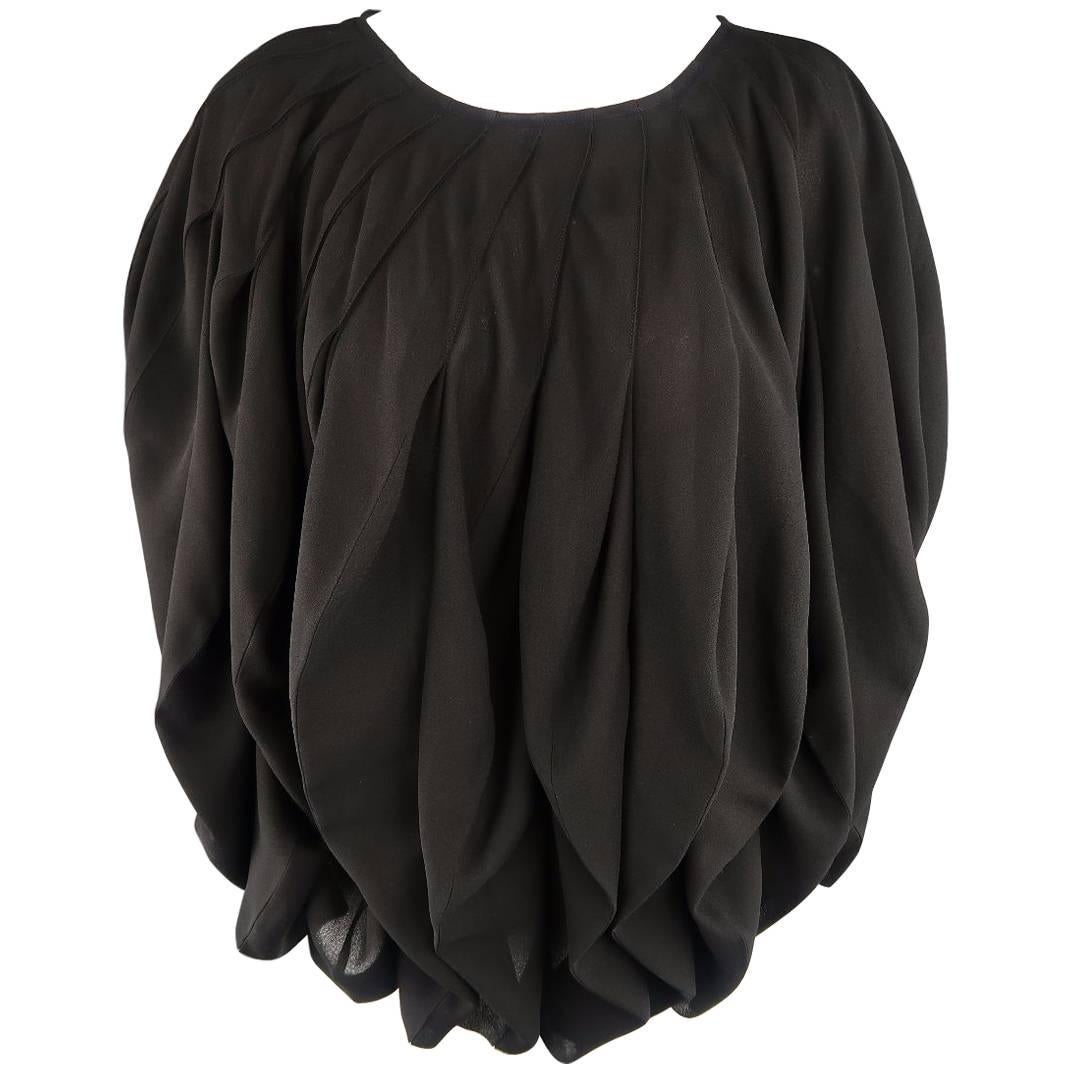 JUNYA WATANABE Size S Black Pleated Crepe Bubble Poncho Blouse