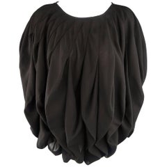 JUNYA WATANABE Size S Black Pleated Crepe Bubble Poncho Blouse