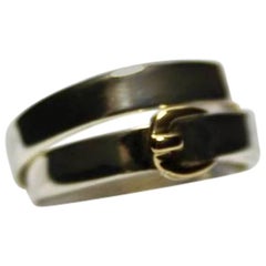 Hermès Vintage Ring Débridée Silver and gold 18k Size inside 13 USA 