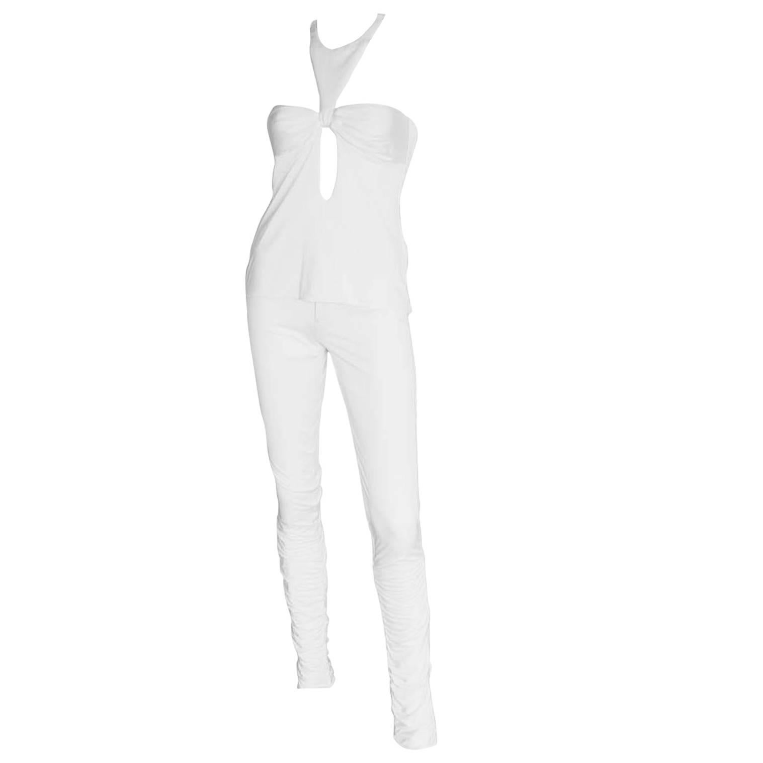 The Most Amazing Tom Ford Gucci FW 2004 Collection White Top & Pants Set! IT 42 For Sale