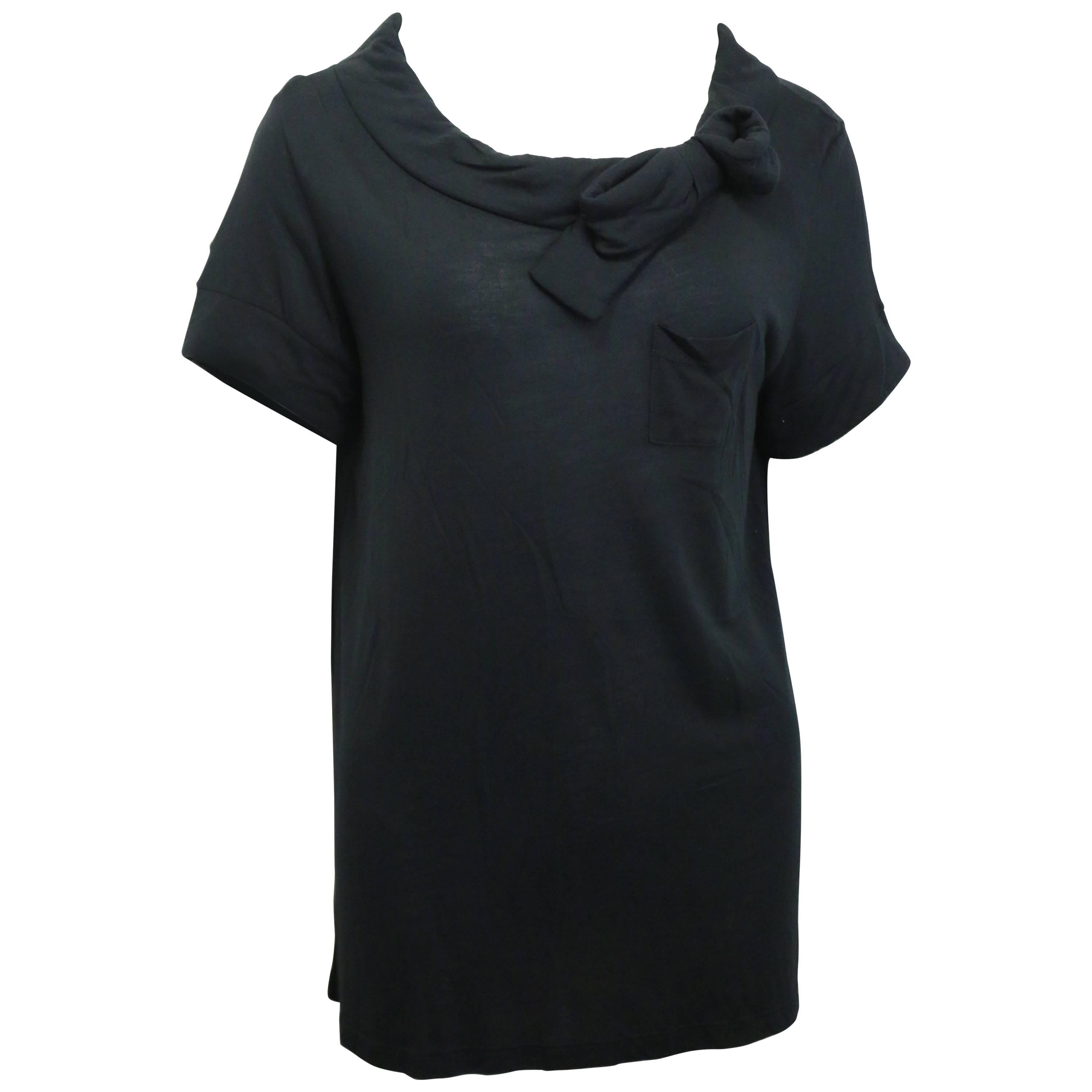 Red Valentino Black Cotton with Bow T-Shirt  For Sale