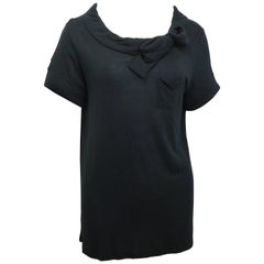 Red Valentino Black Cotton with Bow T-Shirt 
