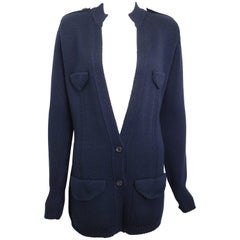Fall 1996 Gucci by Tom Ford Dark Navy Wool Knitted Cardigan Jacket