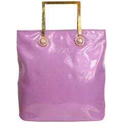 Gianni Versace Purple Patent Leather with Gold Toned Hardware Handle Tote Bag