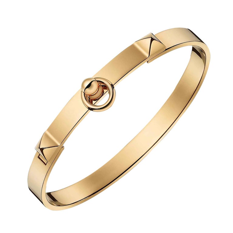 Hermes Bracelet 18K Yellow CDC Collier de Chien Cuff Small Model SH at