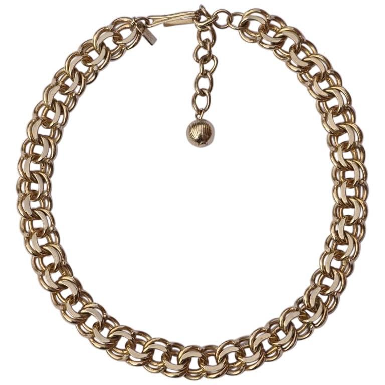 Reinad Gold Tone Chain Double Link Necklace circa 1940s