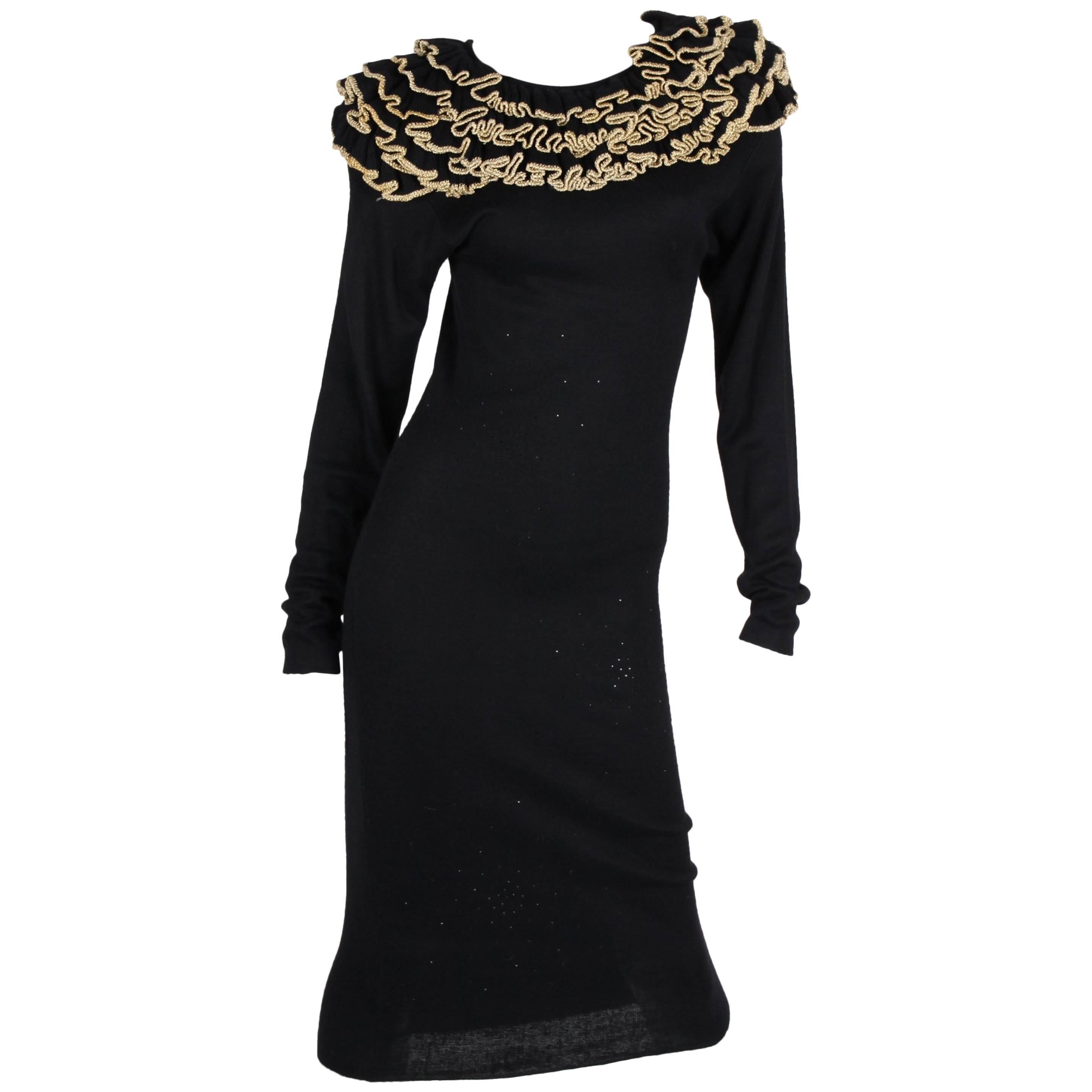 Diane Free Knit Dress - black/gold For Sale