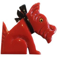 Antique Art Deco Red bakelite Scottie Dog Terrier brooch pin