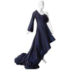 Gianfranco Ferre Grand Entrance Bare Shoulder Asymmetric Dress Gown