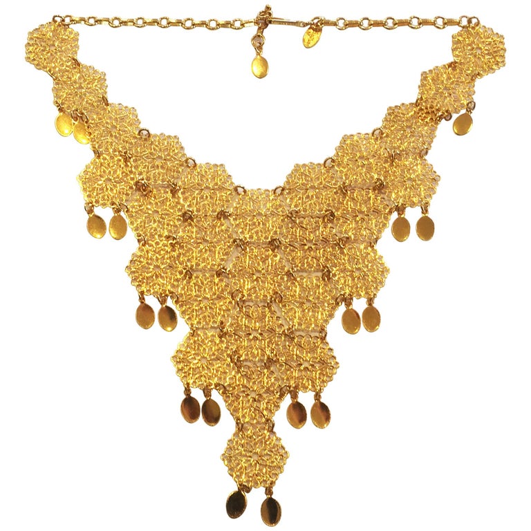1960s Egyptian Revival Bib necklace by Vendome at 1stDibs