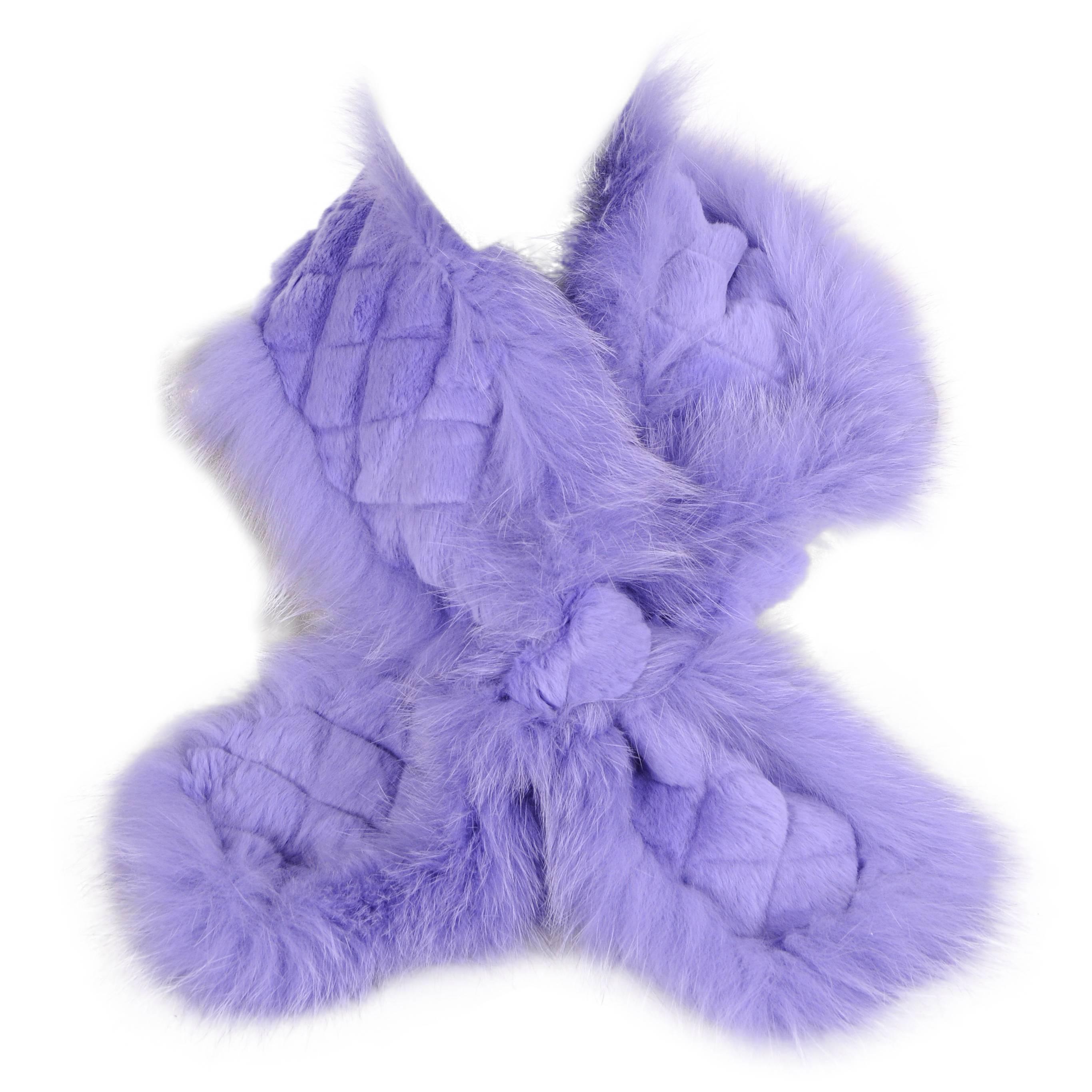 Etro Lavender Fox and Lapin Fur Scarf