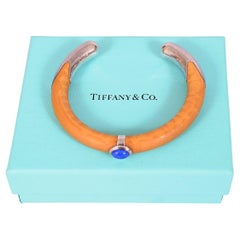 Rare Elsa Peretti Bamboo, Lapis and Sterling Silver Bracelet, for Tiffany & Co.