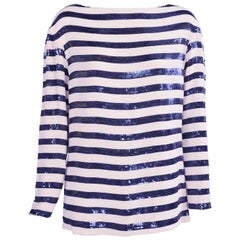 Ralph Lauren Pearl Beaded and Sequin Striped Top, 1970s