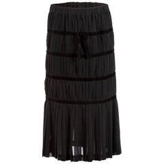 Comme des Garçons Black Silk and Velvet Pleated Midi Skirt