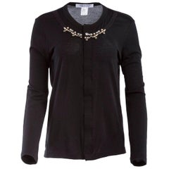 Used Comme des Garçons Black Wool Pearl Embellished Cardigan