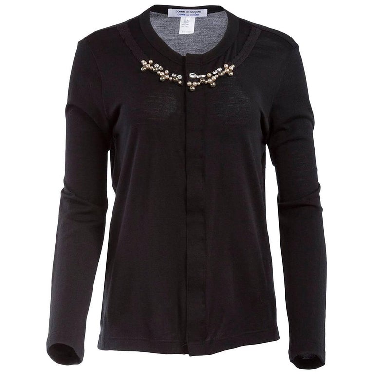 COMME des GARCONS wool Crochet knit short-sleeved top cardigan tops GN-11007M Black White M