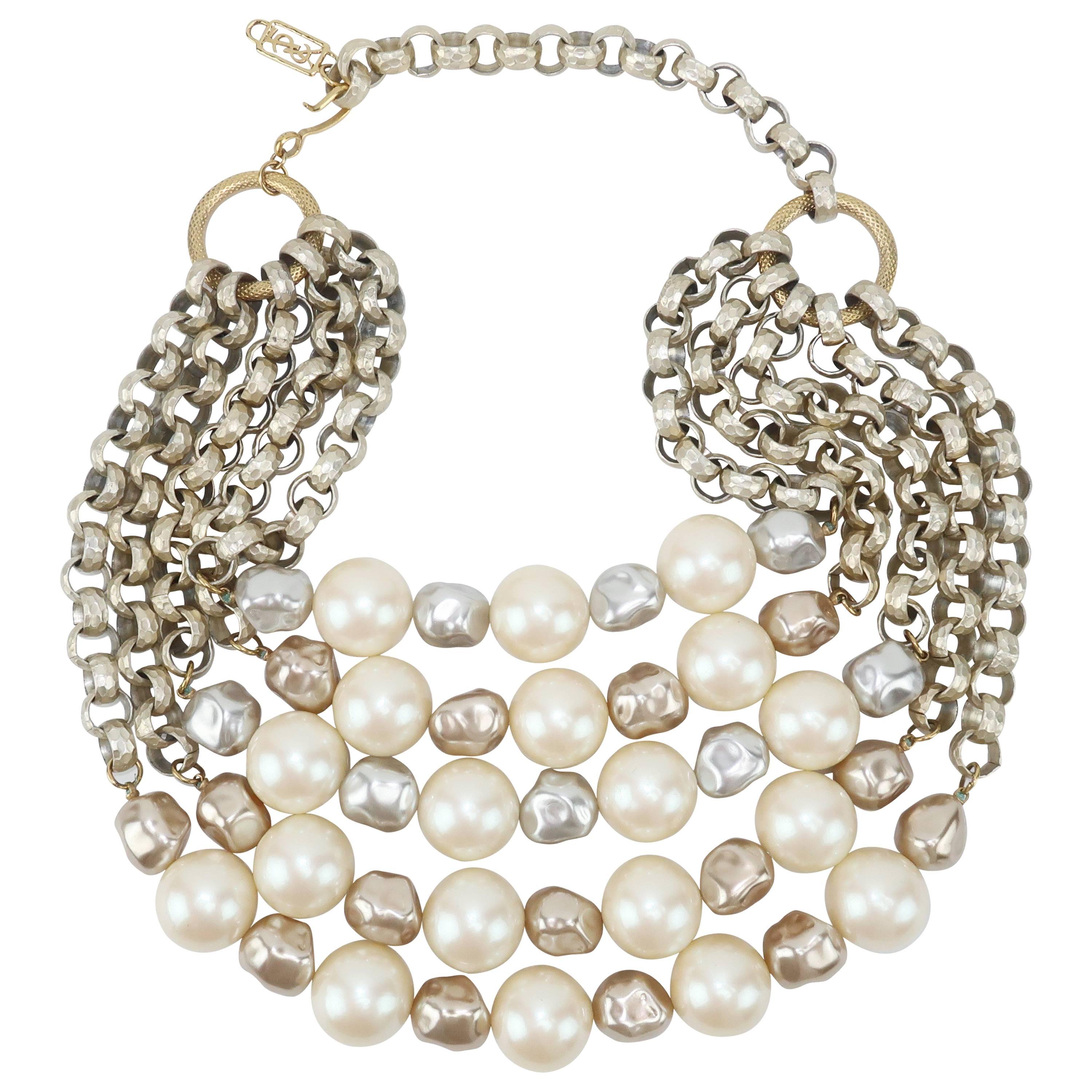 Stunning C.1990 Yves Saint Laurent Multi-Strand Pearl Necklace 