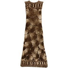 1960s Brown Sequin Sleeveless Cocktail Dress