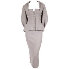 ROLAND MOURET grey wool dress suit