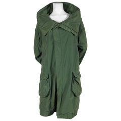 1980's ISSEY MIYAKE PLANTATION green hooded coat with jersey lining