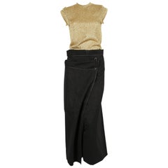 Vintage Comme Des Garcons lurex top with gold pinstriped wrap sarouel pants, 1999 