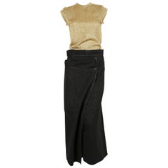 Comme Des Garcons lurex top with gold pinstriped wrap sarouel pants, 1999