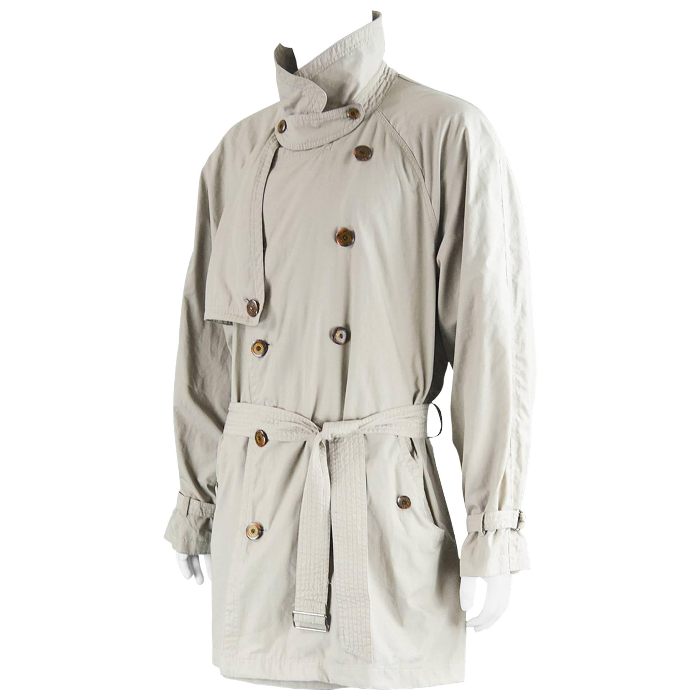 Yves Saint Laurent Men's Lightweight Cotton Double Breasted Trenchcoat, 1990s For Sale
