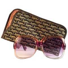 New Vintage Yves Saint Laurent YSL 541 Clear Magenta 1970 France Sunglasses