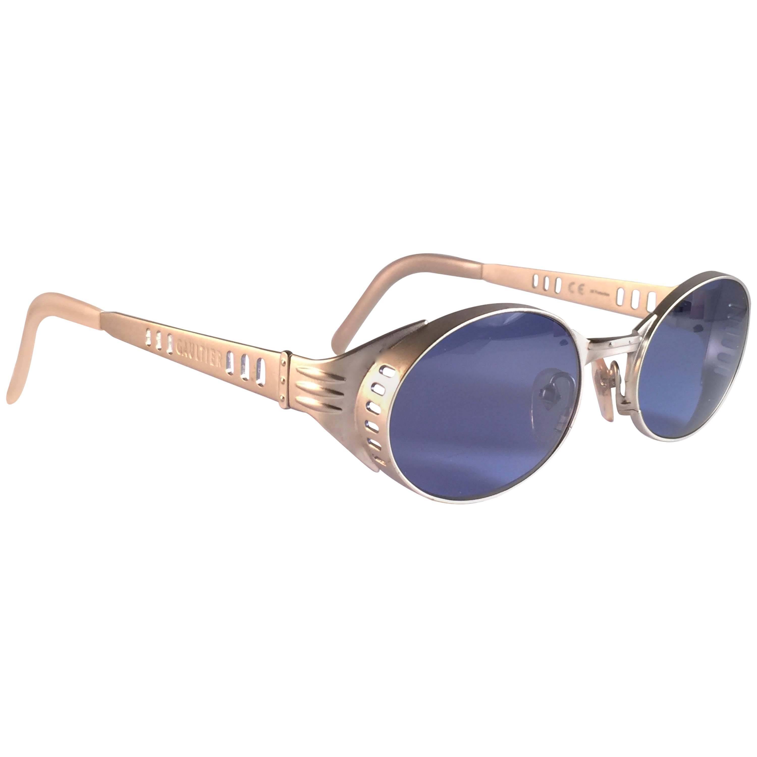 New Vintage Jean Paul Gaultier 56 6102 Matte Silver JPG 1980 Sunglasses