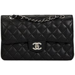 2005 Chanel Black Quilted Caviar Leather Small Classic Double Flap