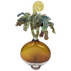 Chihuly Style Huge Hand Blown Art Glass Perfume Bottle by Jean Amann. 1990's. 