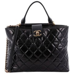Chanel Gold Bar Tote Quilted Aged Calfskin