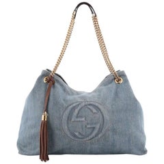 Gucci Soho Shoulder Bag Chain Strap Denim Large