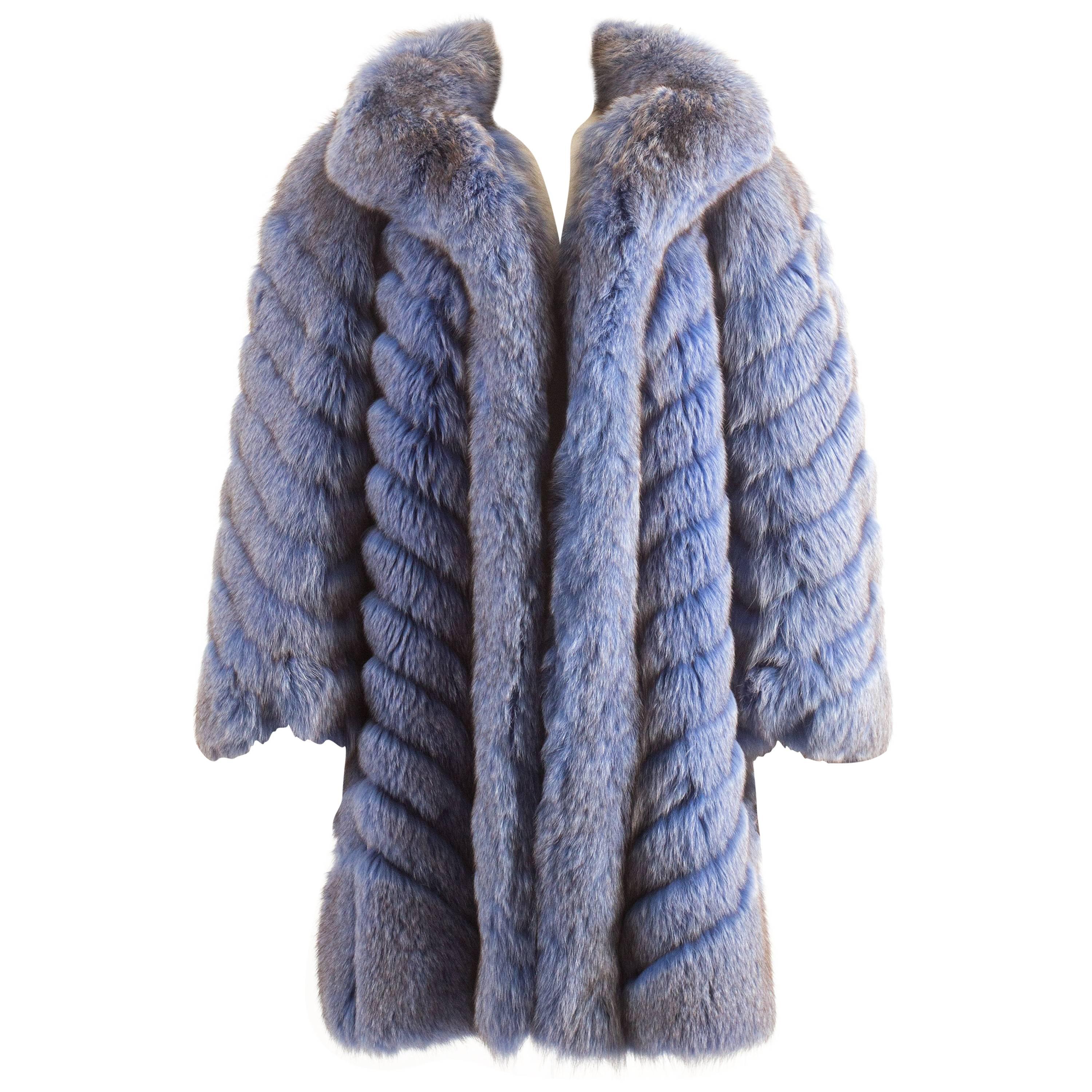 Bejamin Fourrures 1980 powder blue fox fur oversized coat