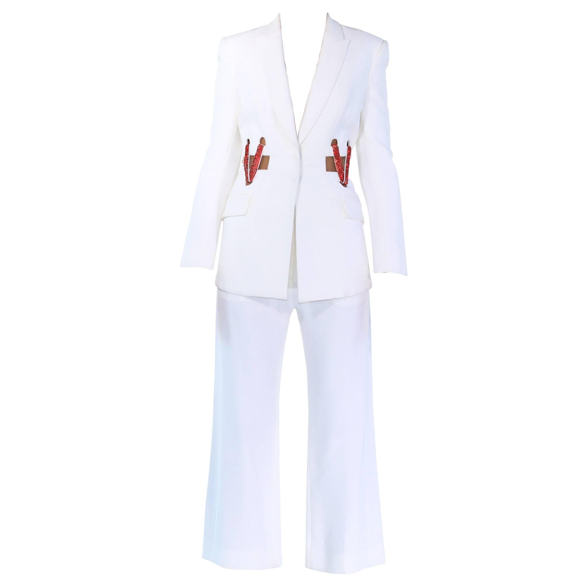 Versace Crystal embellished white silk pant suit Look #36, S/S 2015 Look #36 