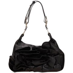 Yves Saint Laurent Black Leather Nadja Rose Handbag