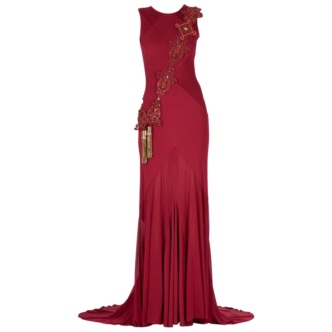 Versace Red Silk Bias Gown worn on the Red Carpet in Cannes For Sale at 1stDibs