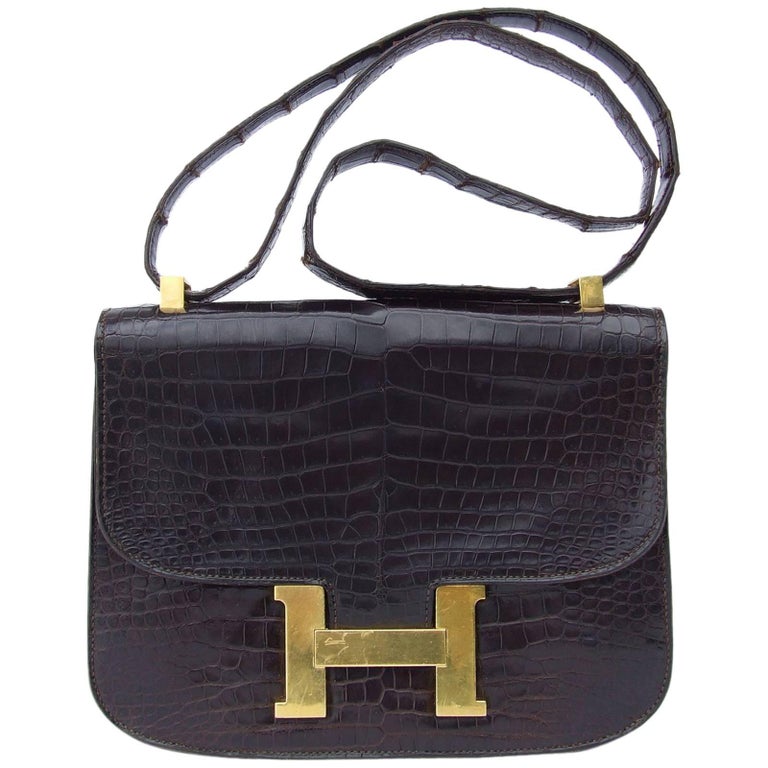 Hermes Vintage Constance H Bag Brown Crocodile Gold Hdw 23 cm at 1stDibs hermes h bag, h bags