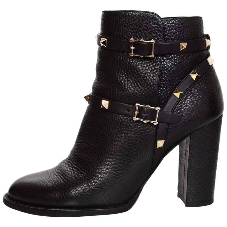 Valentino Black Rockstud Ankle Boots Sz 38.5 For Sale at 1stDibs