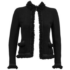 2003 Chanel Black Cardigan with Fringe