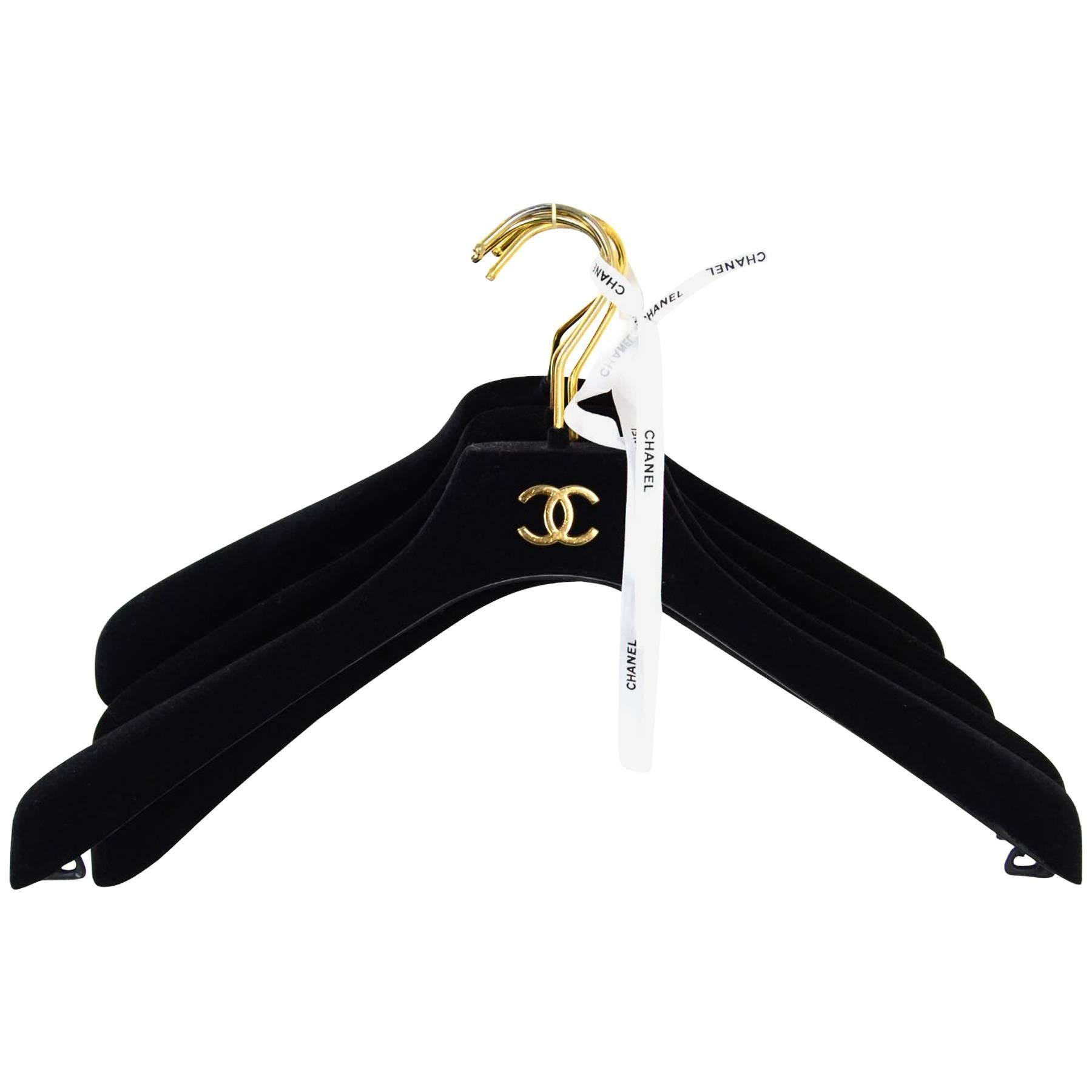 Chanel Black Velvet Coat Hangers- Set of 4