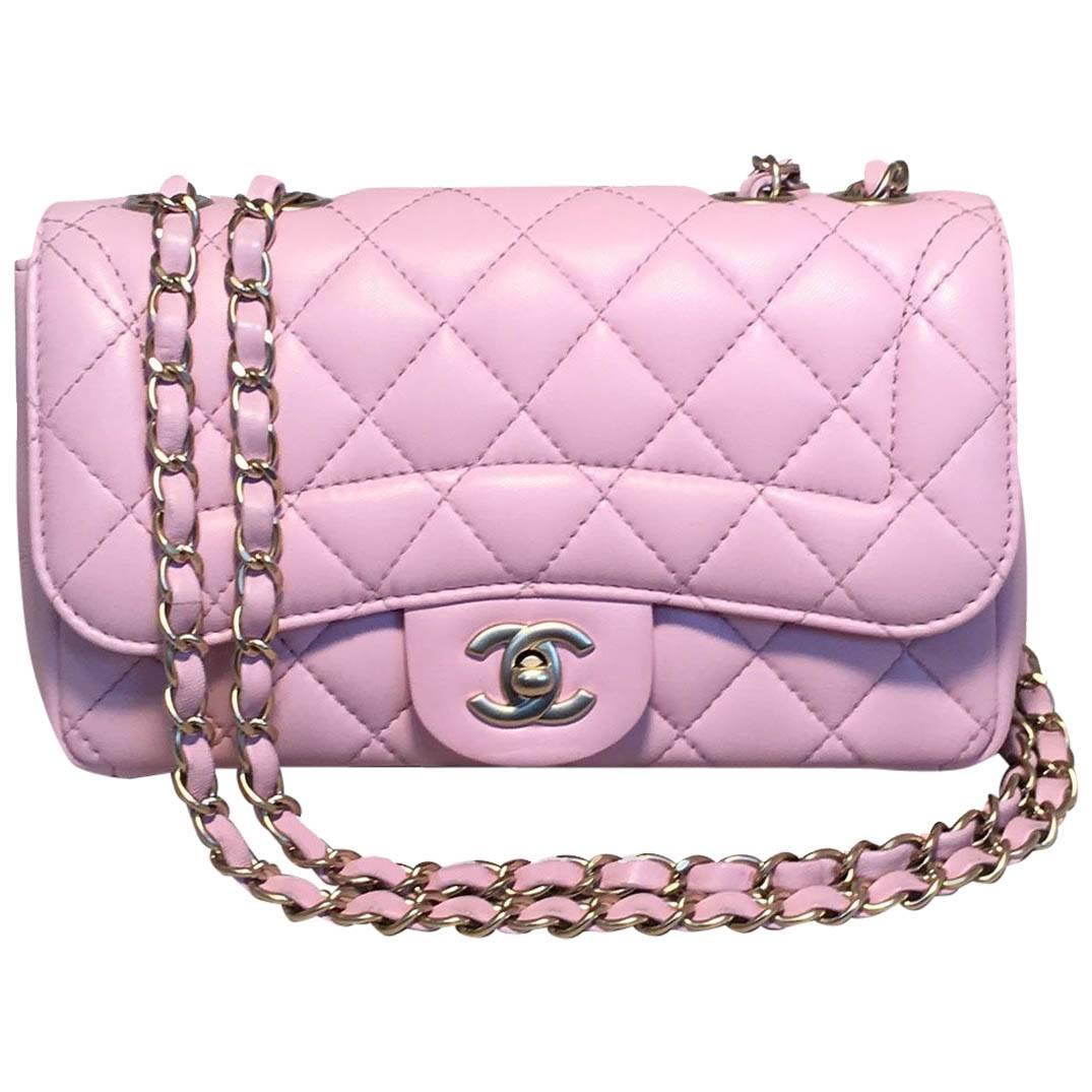 Chanel Lilac Leather Classic Flap Shoulder Bag