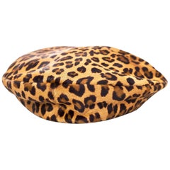 Patricia Underwood For Ralph Lauren Leopard Ponyhair Beret Hat