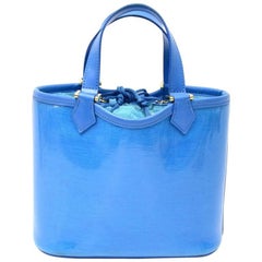 Louis Vuitton Plage Lagoon PM Blue Vinyl Beach Tote Handbag 