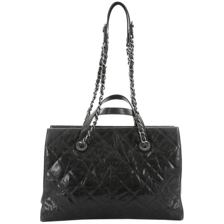 Chanel CC Crave Quilted Glazed Caviar Tote 
