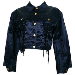 Jean Paul Gaultier Junior Vintage Navy Blue Iconic Corset Style Jacket