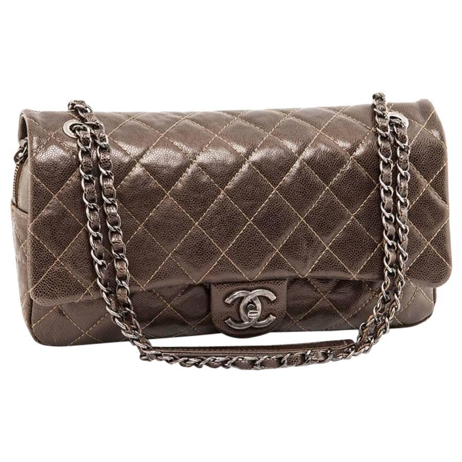 CHANEL Flap Bag in Coppered Quilted Grained Leather