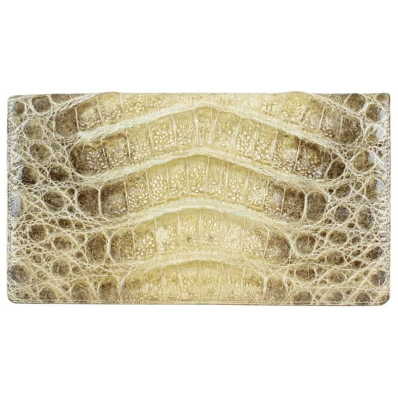 1960s Beige Alligator Print Leather Clutch Wallet (Matching Purse Available)
