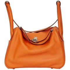 2010 Hermes Orange H Swift Leather Lindy 26cm