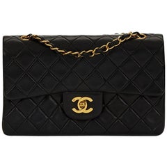 1990s Chanel Black Quilted Lambskin Small Classic Double Flap Bag